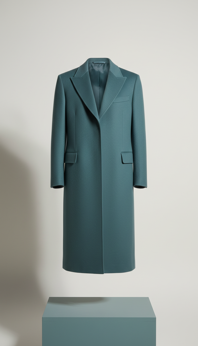 Teal Slate Cashmere Structured Coat