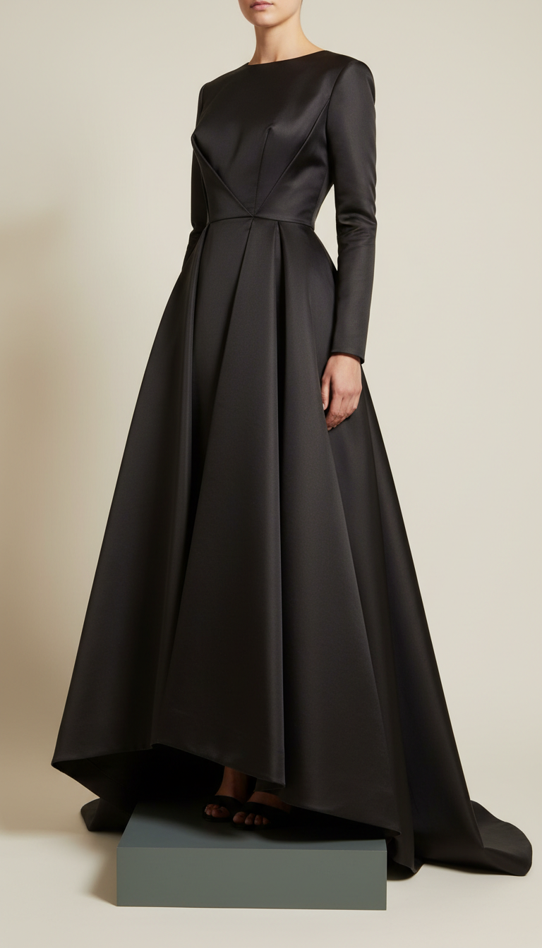 Sable Silk Architectural Evening Gown