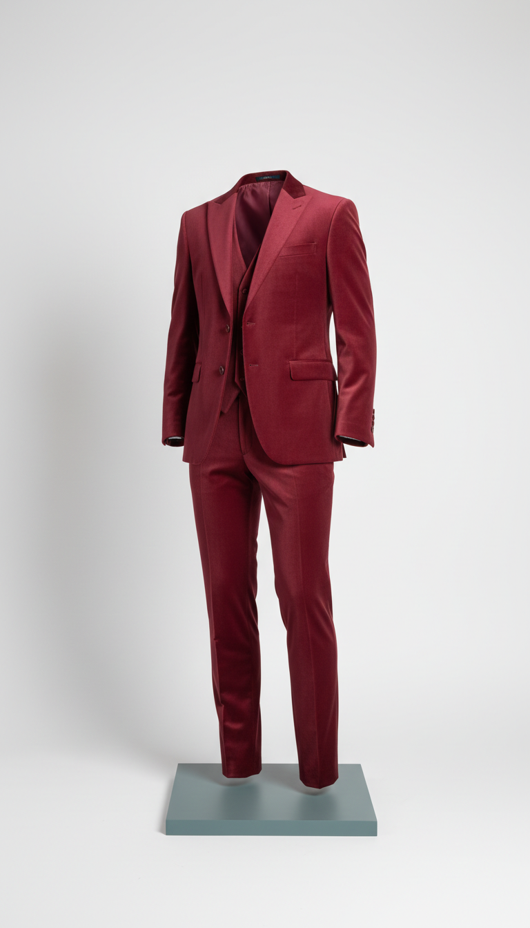 Crimson Velvet Tailored Suit